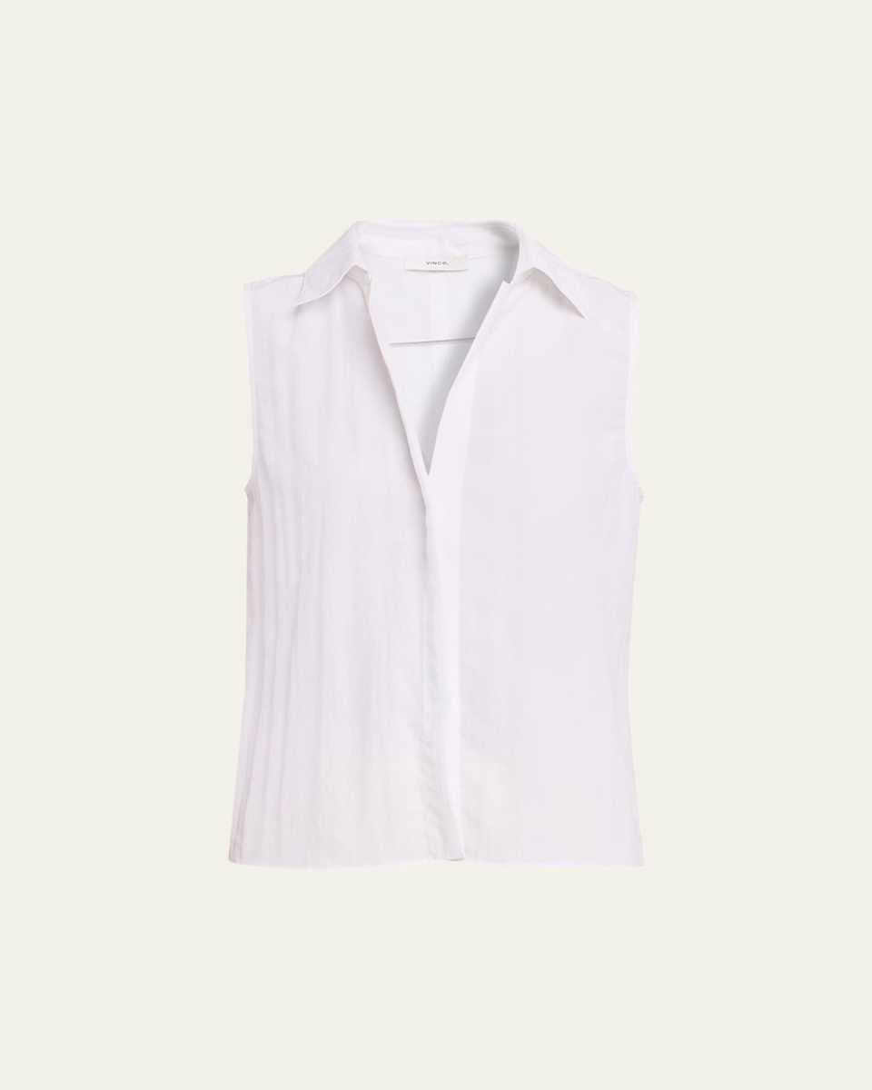 Sleeveless Boxy Button-Front Shirt